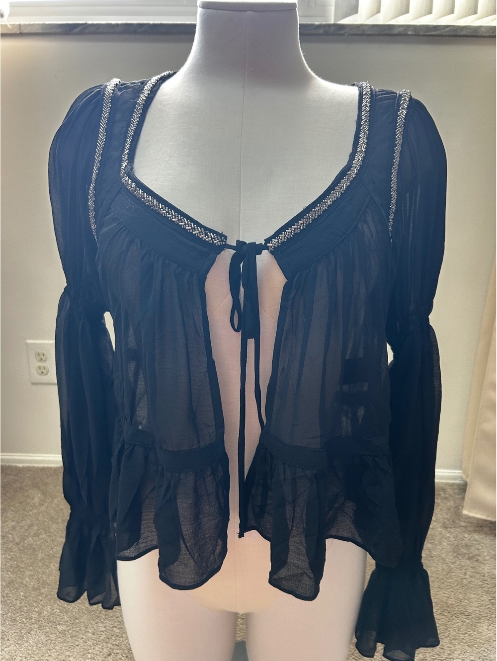 Black Sheer Cardigan, Medium